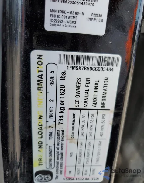 2016 Ford Explorer z USA, uszkodzony, nr VIN 1FM5K7B80GGC85484